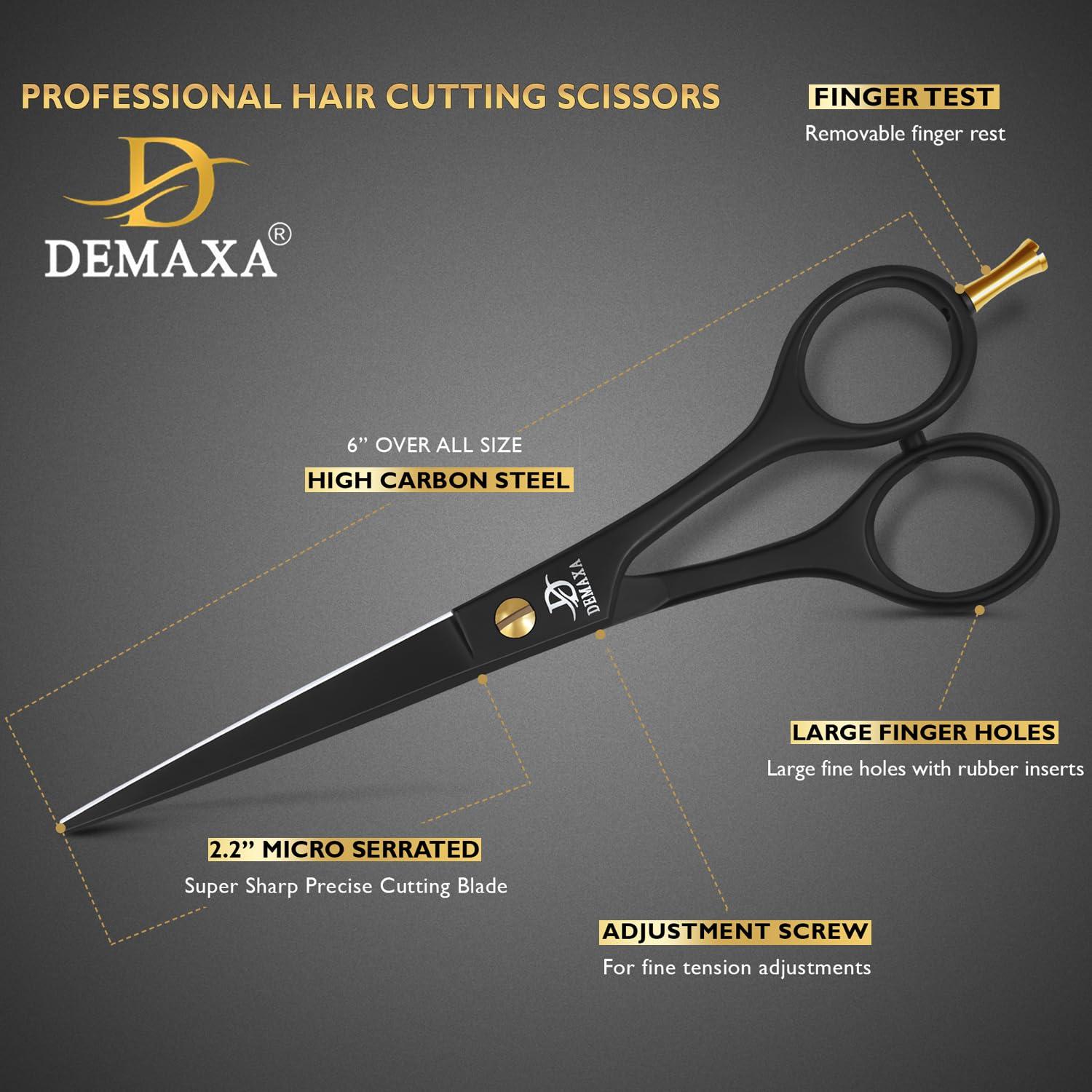 DEMAXA DEMAXA Professional Hair Scissors 6.5 Inch - Premium High Carbon Stainless Steel Barber Salon Hair Shears for Haircut Scissors - Ergonomic Design Super-Sharp Hair cutting Scissors Blades