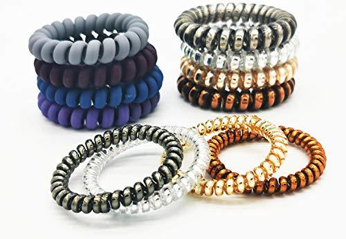 DYMSUP 10 PCS Spiral Hair Ties No Damage for Thick Hair, Hair Scrunchies for Women\'s Hair Ponytail Holders Plastic Hair Elastics Hair Bands Hair Coils