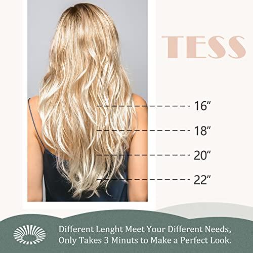 TESS Wire Hair Extensions - 100% Real Human Hair Extensions, Invisible Wire Hair Extensions Real Human Hair for Women, Straight Halo Human Hair Extension, Halo Hair Extension (16 Inch, Light Brown)