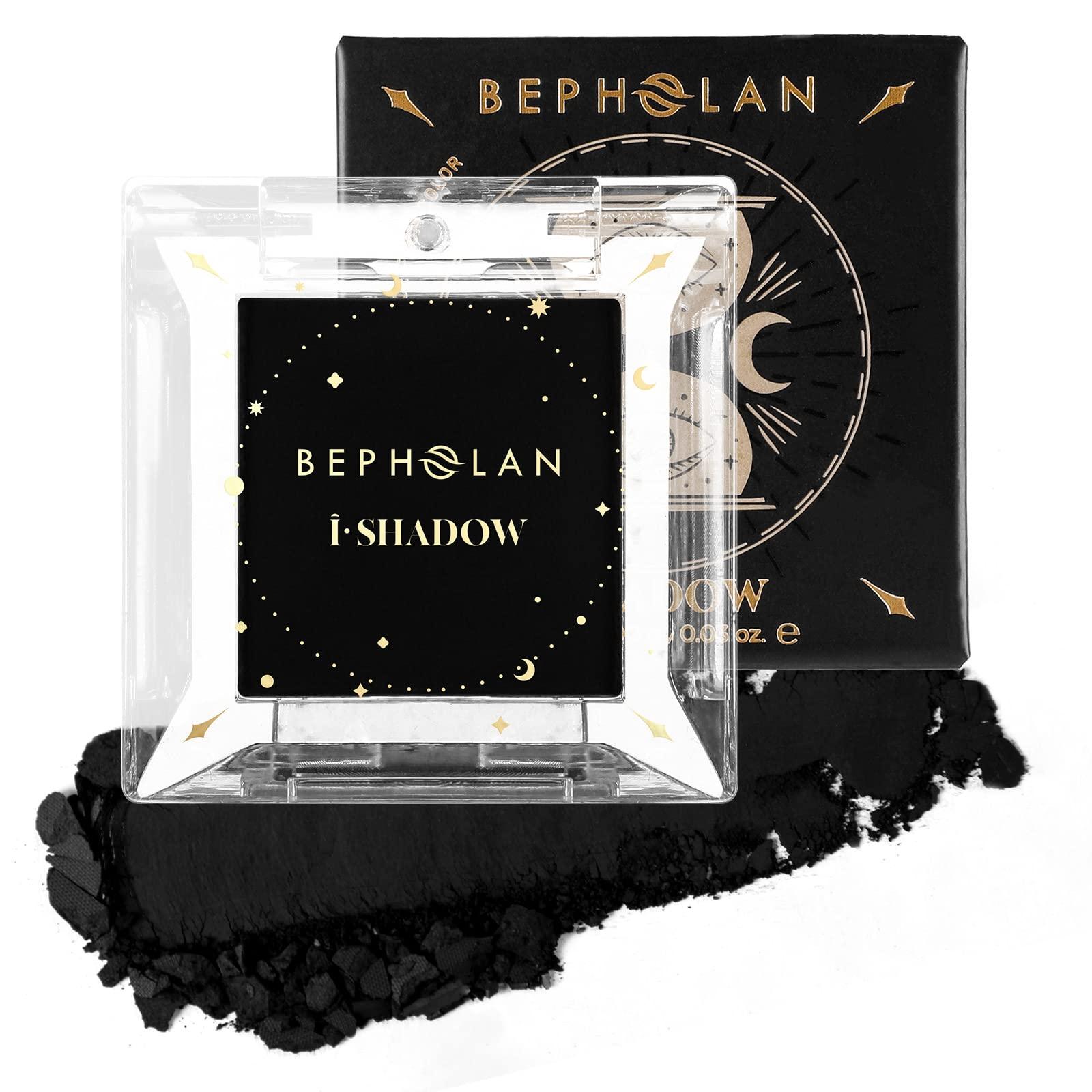 BEPHOLAN BEPHOLAN Single Matte Black Eyeshadow Palette,Black Blush,Cake Eyeliner Powder Goth Makeup Eyeshadow, Black Gothic Vampire Blood Makeup,Black Rose