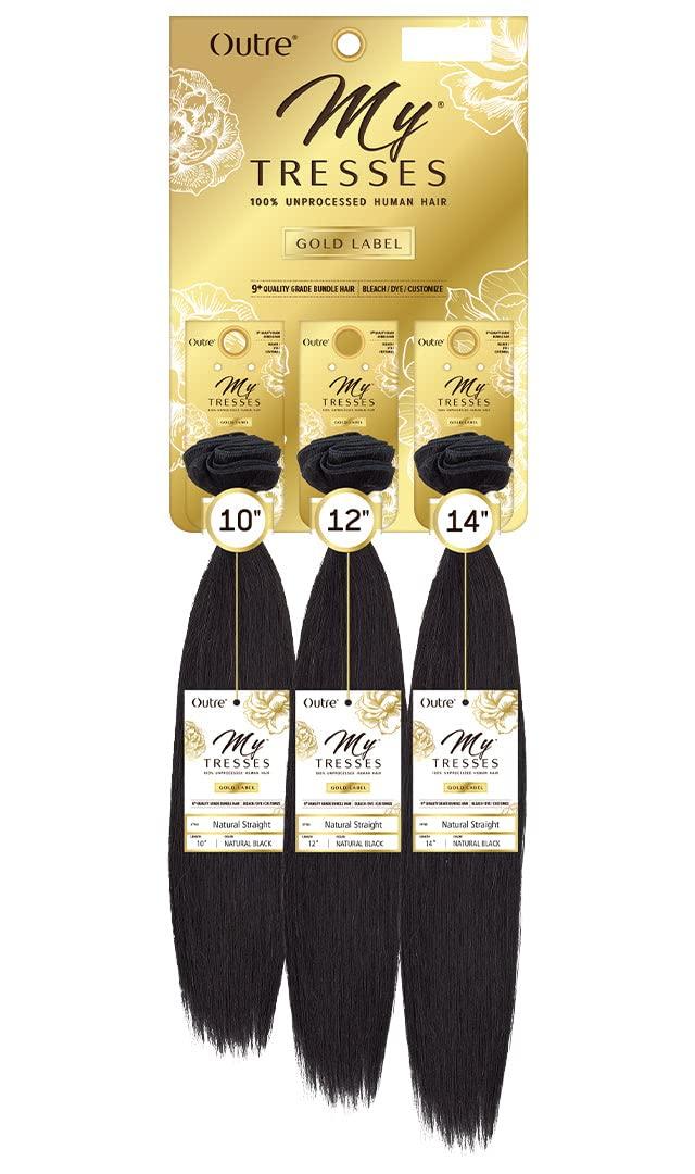 Outre Outre My Tresses 100% Unprocessed Human Hair Gold Label Triple Bundle Pack NATURAL STRAIGHT 16" 18" 20" Natural Black