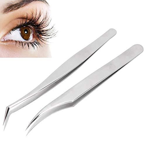 Gerioie Eyelash Tweezers, Stainless Steel Anti-Skid Eyelash Grafting Tweezers, Durable for Easy To Handle Grafting, Splitting, Parting Individuals Eyelash Artists