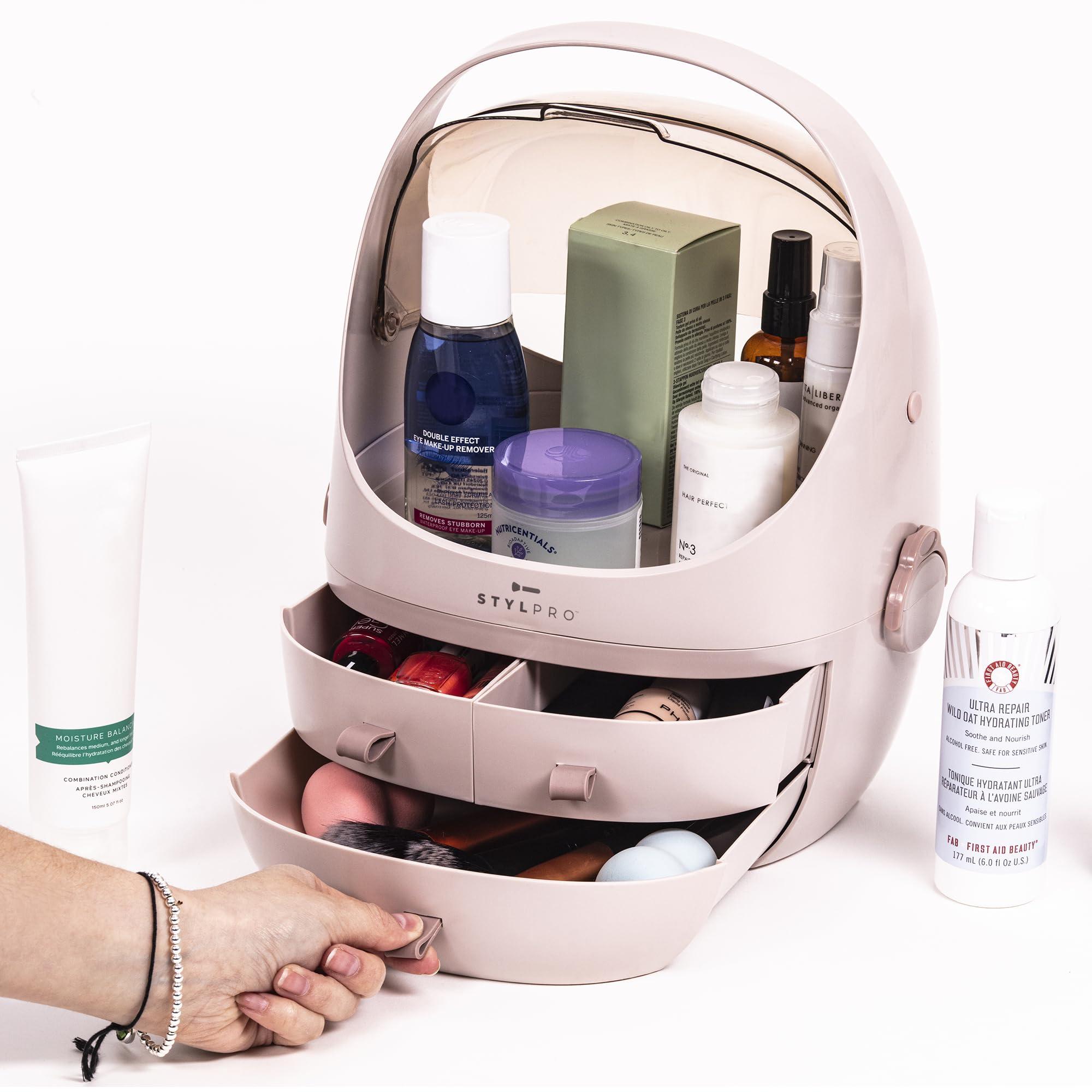 stylPro stylPro Stylideas Beauty Storage Pod - Makeup Organizer - Portable Makeup Case with 4 Sections, 3 Drawers, Transparent Display and Handle - 1 pc