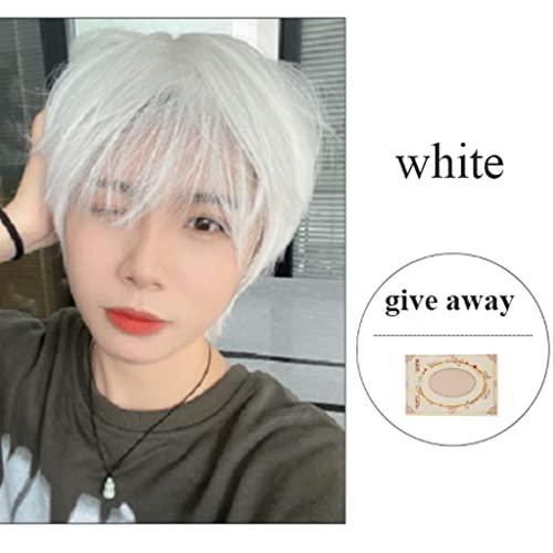 SOBOUR Heat Resistant Fashion Hot Mens Wigs Natural Slight Wave Mullet Wigs For Men Fluffy Soft Synthetic Heat Resistant Full Wigs For Daily Wear Synthetic