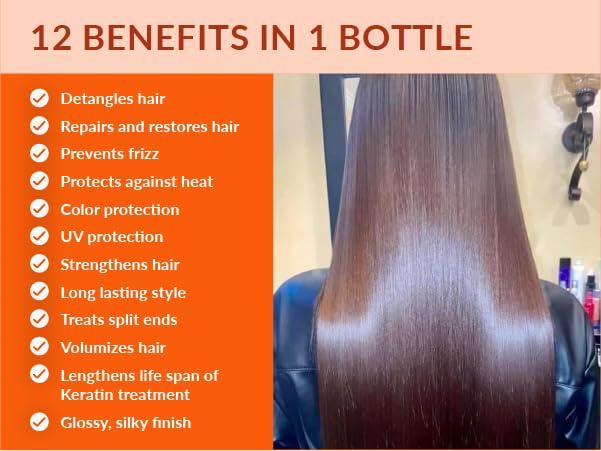 Belle of Hope kashmir keratin THE ONE Leave In Conditioner 12 in 1 Hair Treatment, for Damaged Hair Repair | Volumize & Condition | Sulfate-Free Spray Conditioner | For all types of Hair 3.38 Fl.Oz.