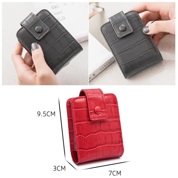 boshiho Boshiho PU Leather Lipstick Case with Mirror Mini Cosmetic Pouch Case Portable Make Up Bag with Snap Closure Elegant Gift for Girls (Gray)