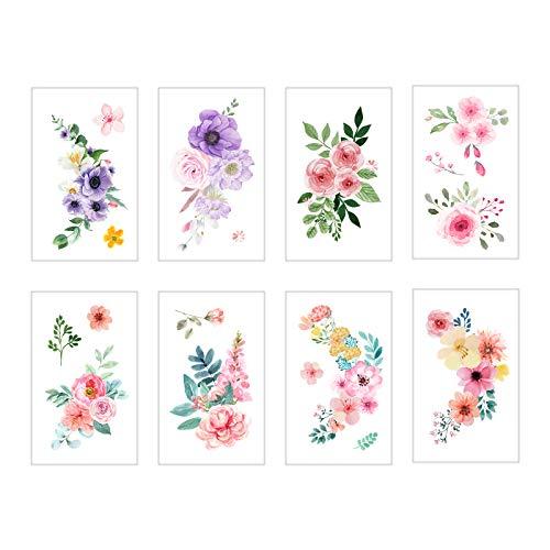 EVERJOY Everjoy Flowers Temporary Tattoos Stickers, Watercolor Roses, Peony, Daisy, Botanical Body Art Fake Tattoos for Women, Girls and Kids - 20 Pcs