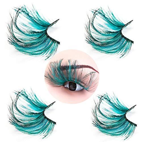 AnHua AnHua 1 Pair Long Feather False Fake Eyelashes Eye Lashes Halloween Fancy Dress Party Cosplay (Blue)