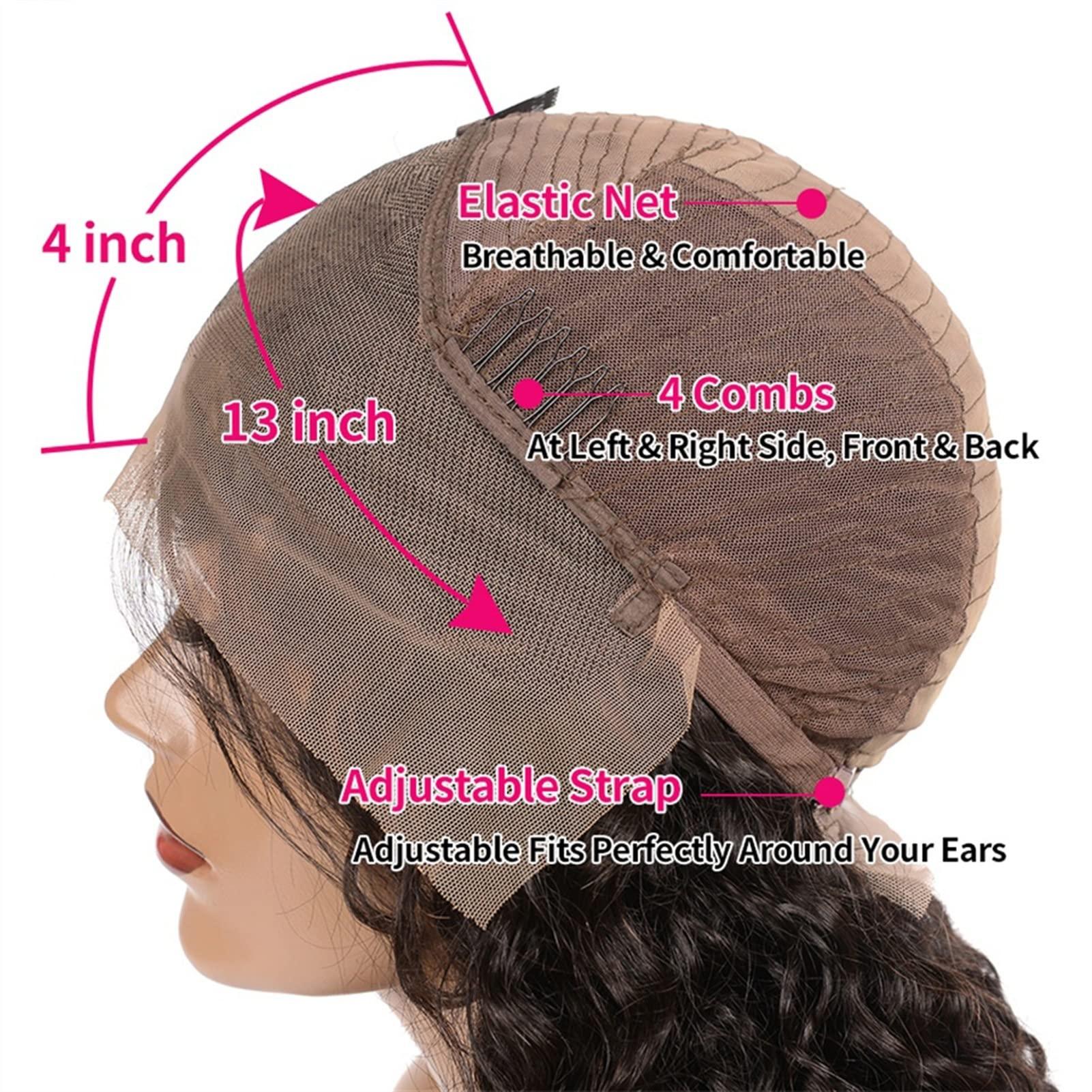 jinyi2016SHOP Women Wigs 8-30 Inch 150% Density Lace Frontal Wig Transparent Loose Deep Wave Lace Front Wig Remy Pre Plucked 13x4 Brazilian Human Hair Lace Wigs Human Hair Wigs