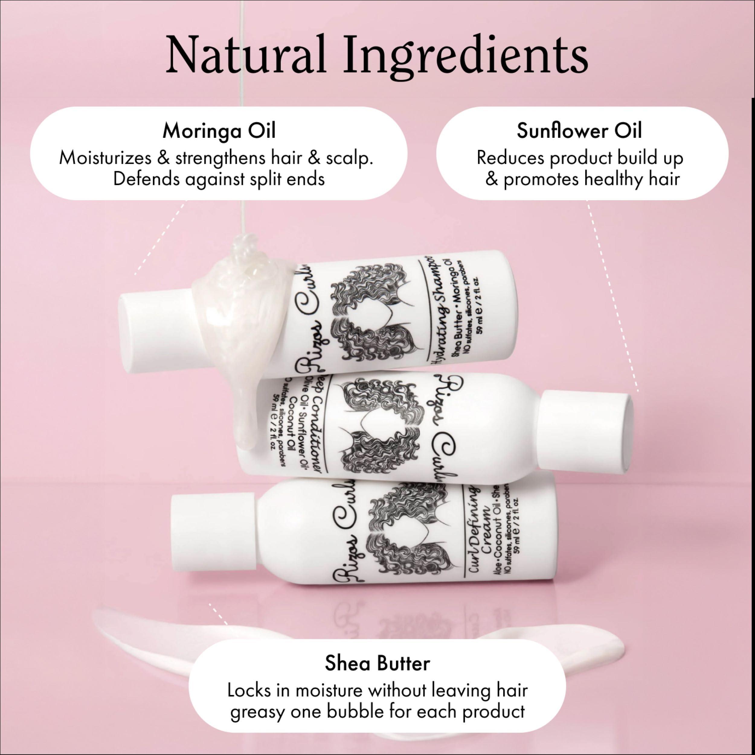 Rizos Curls Rizos Curls Trio Travel Curl Kit, Includes Travel Hydrating Shampoo, Travel Deep Conditioner, Travel Curl Cream, Gently Cleanse, Hydrate and Style, For All Curl Patterns 2a - 4c, 3 pack of 2 oz