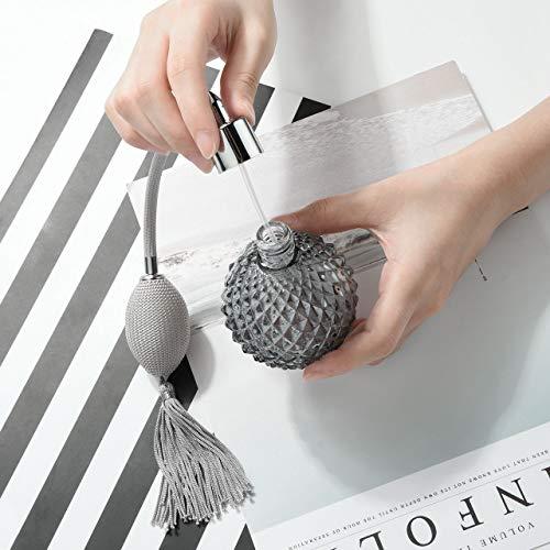 Beautyflier Beautyflier 3.4 Oz Vintage Style Clear Glass Empty Refillable Perfume Bottle with Long Tassel (Gray)