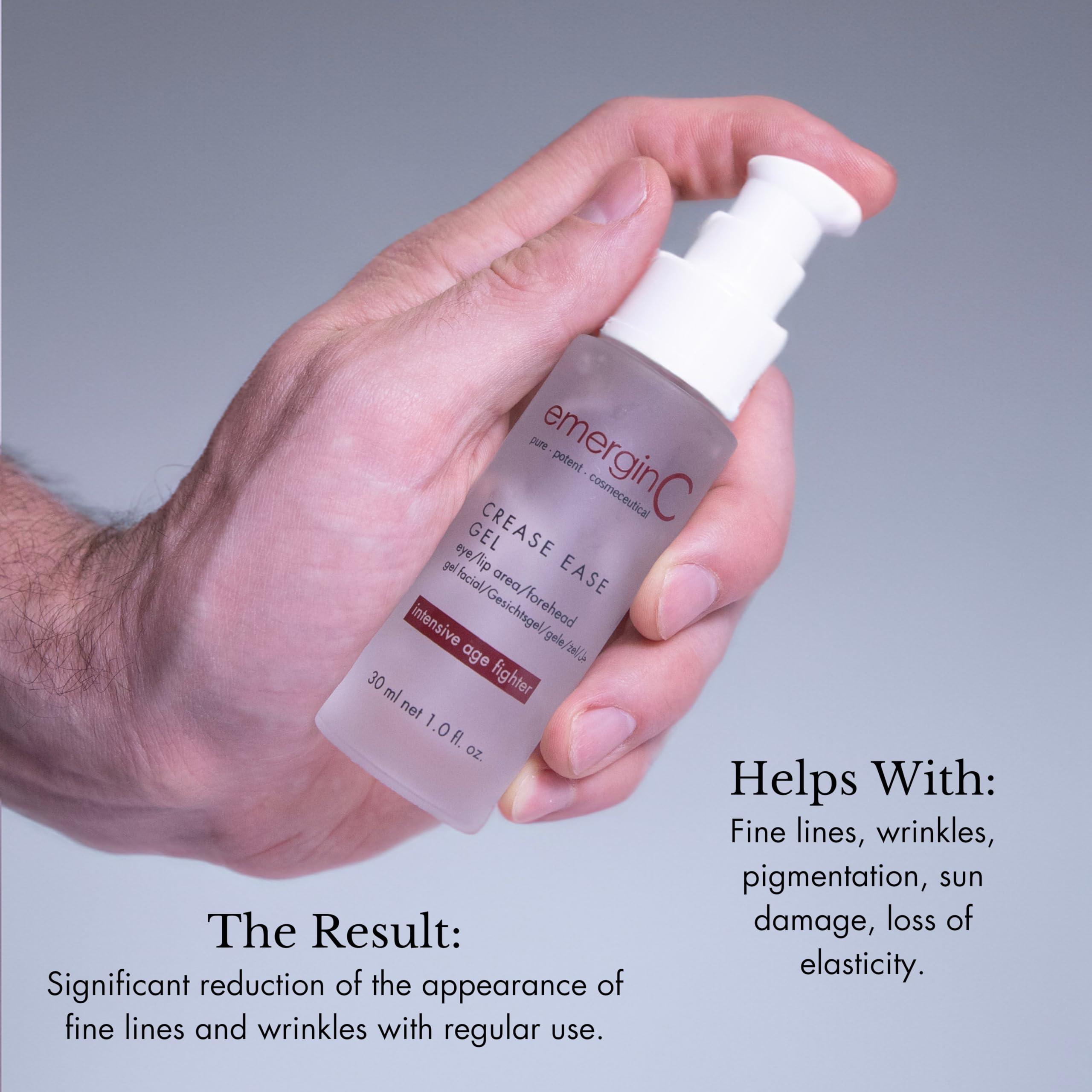 emergin C emerginC Crease Ease Gel - Intensive Age Fighting Facial Gel with Peptides, WItch Hazel + Sweet Almond (1 Ounce, 30 ml)