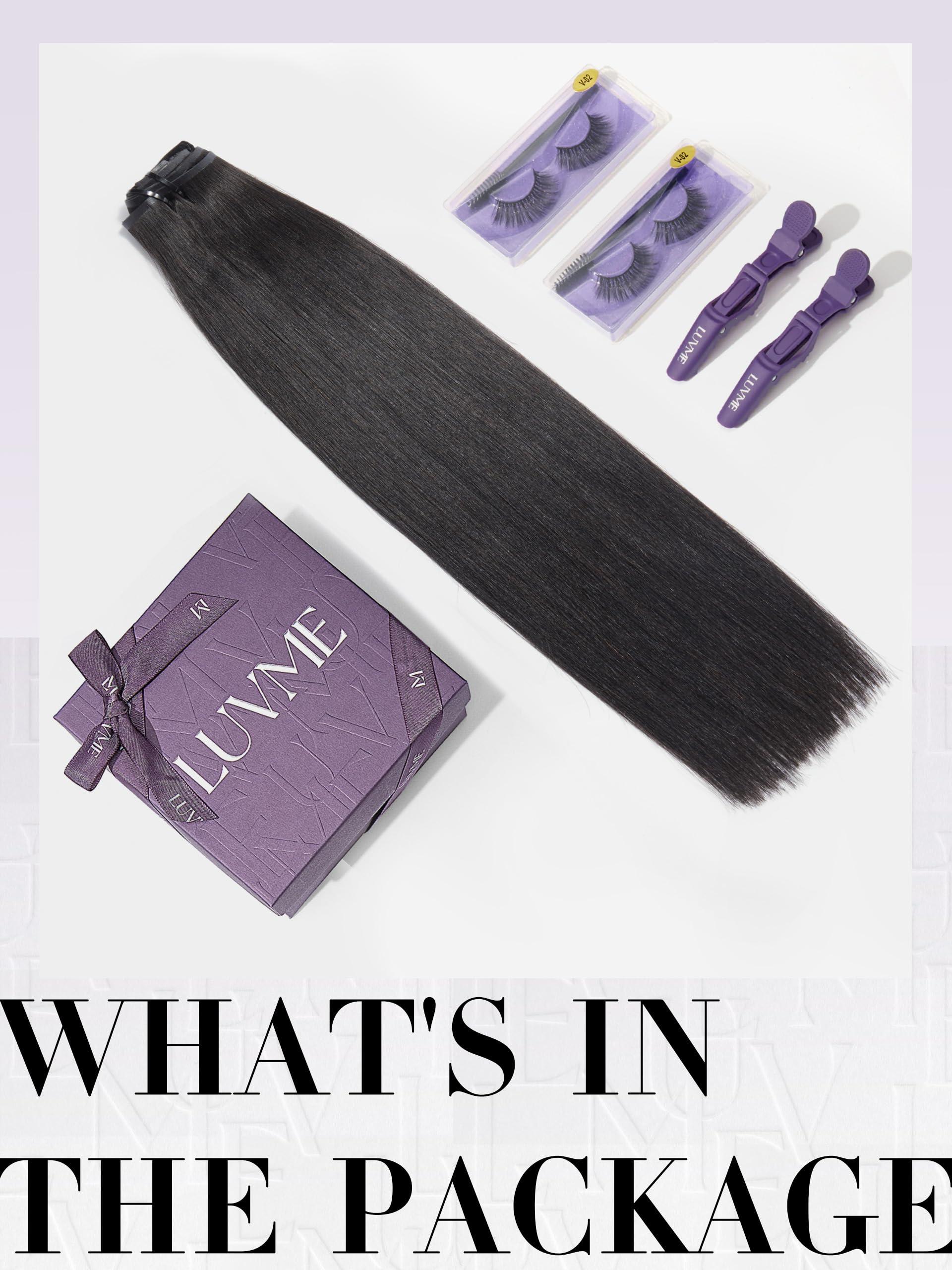 LUVME HAIR LUVME HAIR Yaki Straight Clip in Hair Extensions Real Human Hair, 24inch 135g 7Pcs, Black Hair Extensions, Remy Human Hair Extensions Clip ins for Women, Natural Human Hair