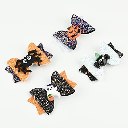 Beautyflier Beautyflier Halloween Glitter Sequin Hair Bows for Girls, Fun Theme Party Cosplay Bow Fashion Hair Clips Girls Hair Accessories (Sequins, 4pcs)