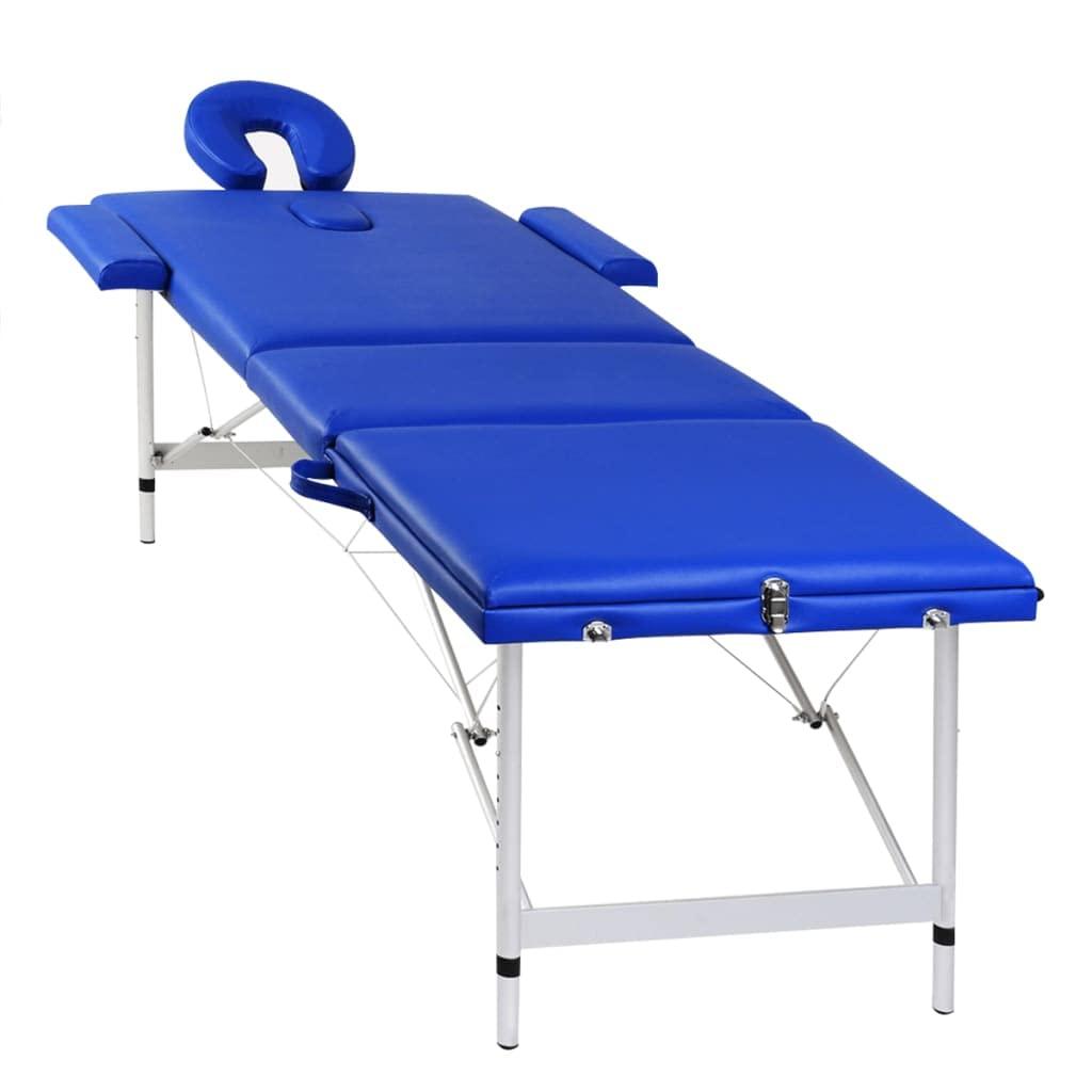 FAMIROSA FAMIROSA Blue Foldable Massage Table 3 Zones with Aluminum Frame,15.85 KG,110090