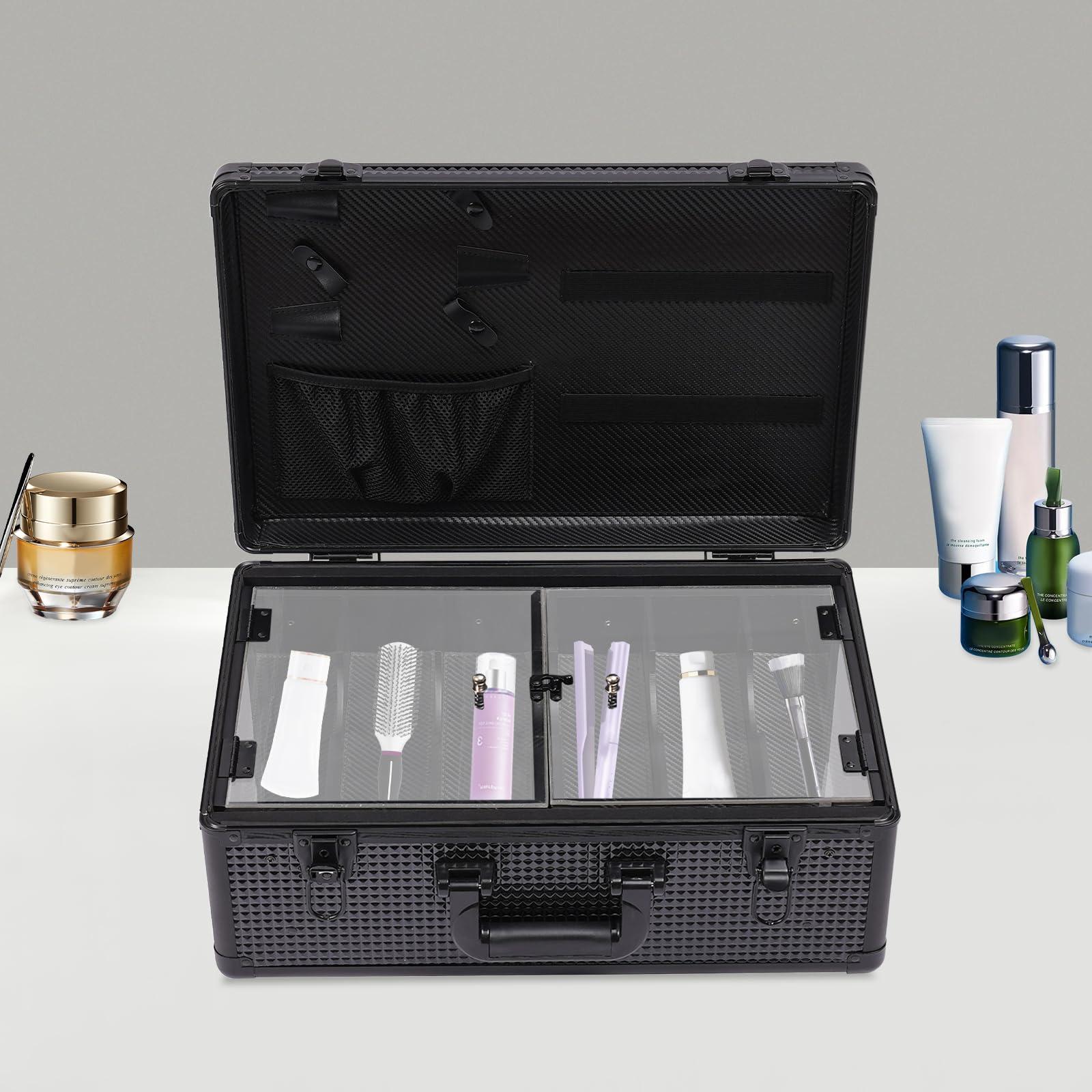 Bitodd Beauty Professional Barber Case, Barber Travel Case, Aluminum Makeup Case, Hairdressing Toolbox, Barber Briefcase Toolbox for Hair Stylist, Pet Groomer, Makeup Artist