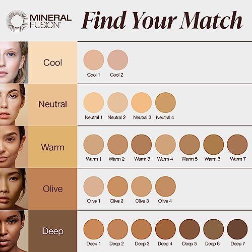 Mineral Fusion Mineral Fusion Pressed Powder Foundation, Deep 3 - Tan/Deep Skin w/Golden Undertones, Age Defying Foundation Makeup with Matte Finish, Talc Free Face Powder, Hypoallergenic, Cruelty-Free, 0.32 Oz