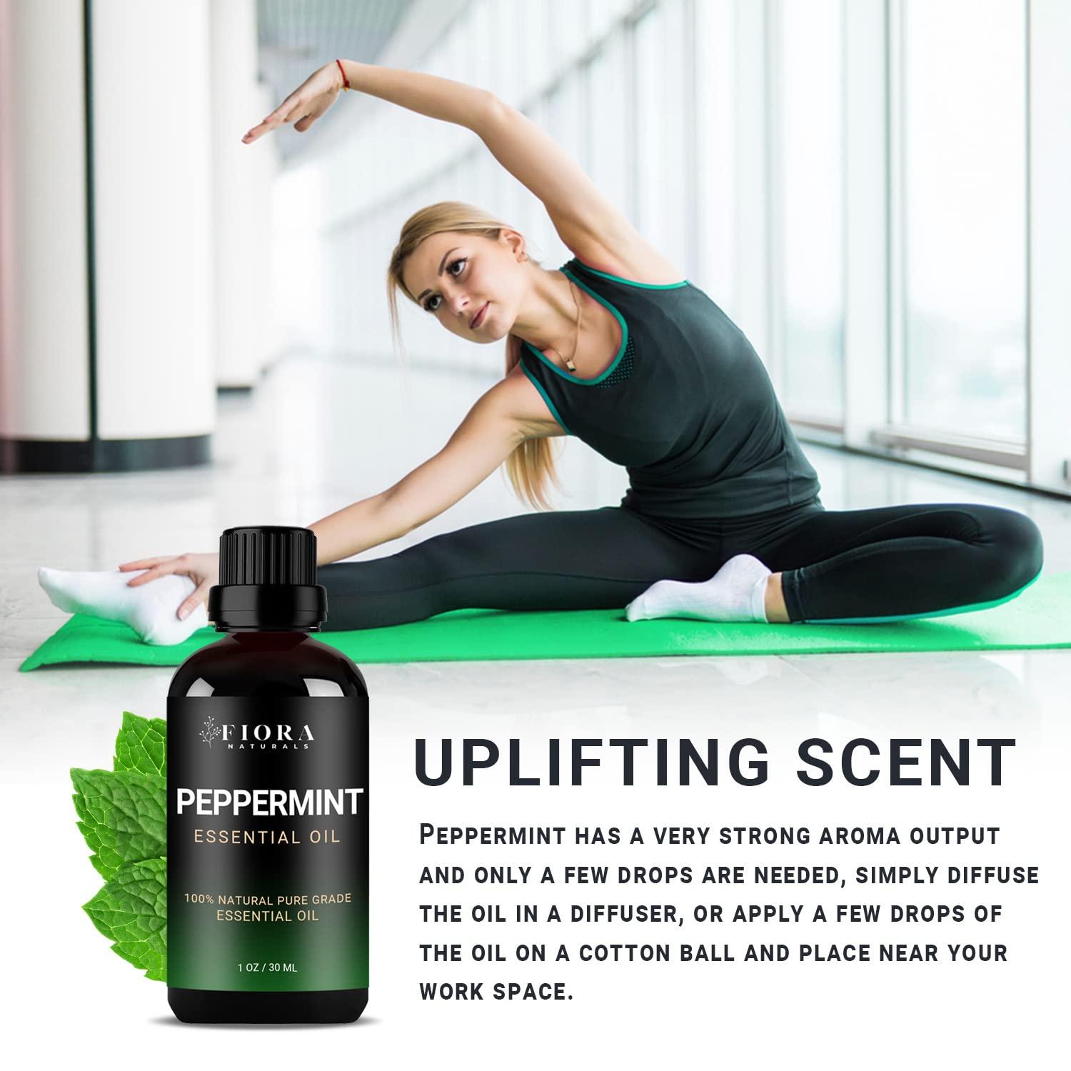 Fiora Naturals Rosemary Oil for Hair Growth with Castor Oil, Jojoba Oil, and Biotin - Natural Hair Strengthening Oil, Peppermint Essential Oil by Fiora Naturals - 100% Pure Peppermint Oil for Hair Growth, & Skin