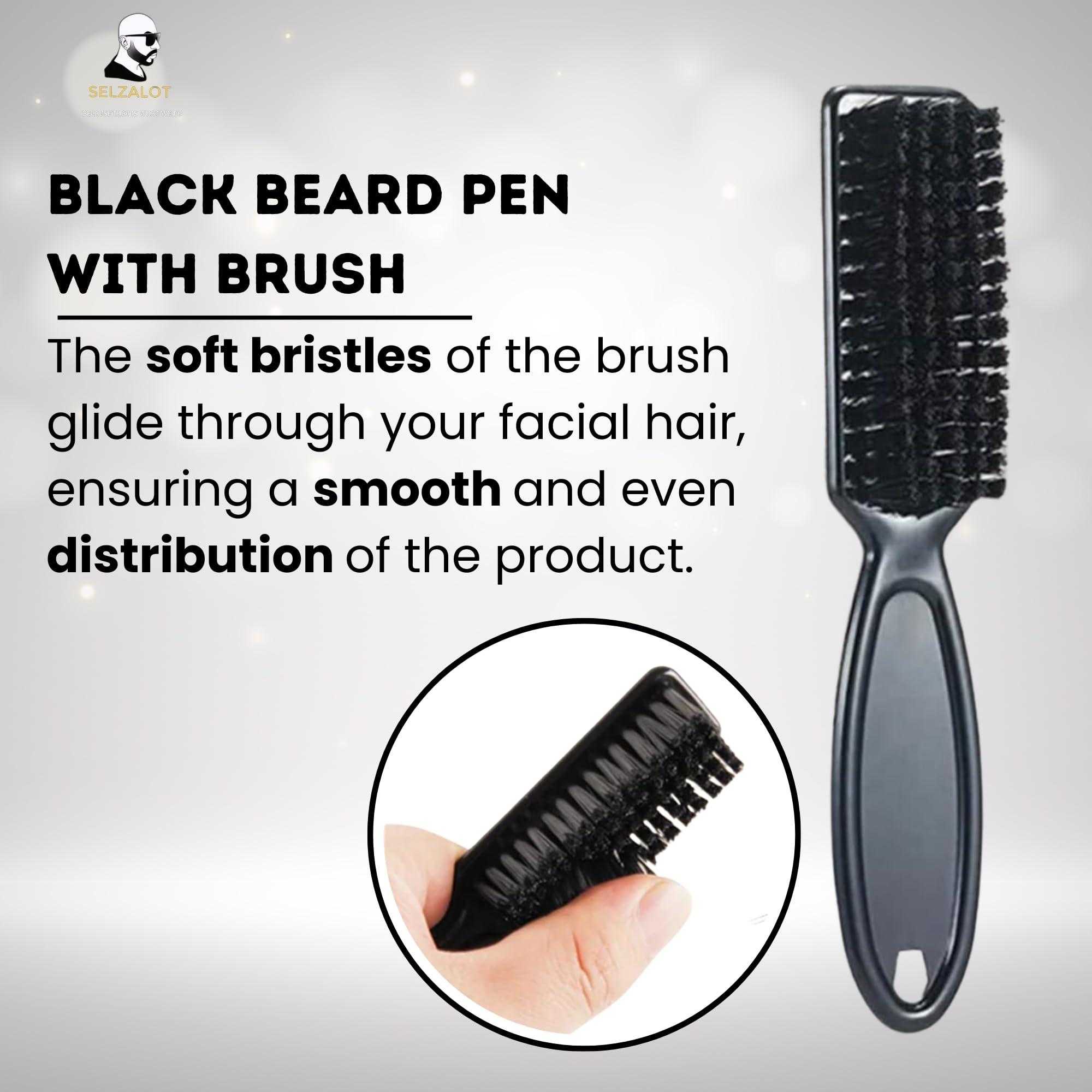 SELZALOT Beard Filler Pen kit Black Beard Pen with Brush Waterproof and Sweat Proof Barber Styling Pencil Long Lasting Marker Filler for Men Beard Grooming Kit Barber Accessories Beard Products