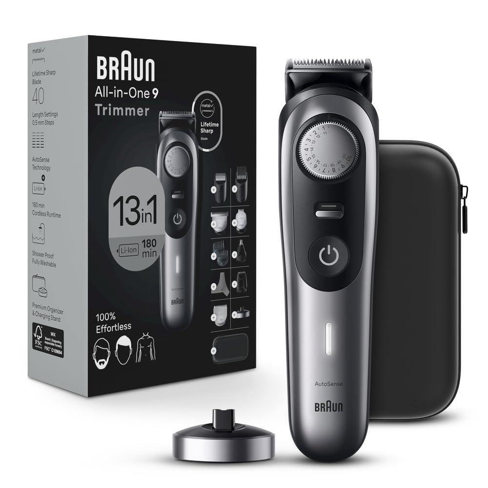 Braun All-in-One Style Kit Series 9 9440, Shaving Kit with 13-in-1 Trimmer for Beard, Body, Manscaping, Hair Clippers & More, Holiday Gifts for Men