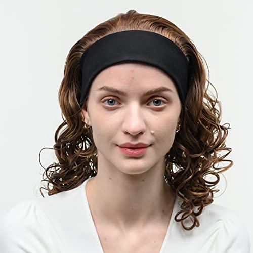 YIMOYIMO Brown Mix Blonde Highlights Curly Headband Wig for Women Long Big Bouffant Fashion Synthetic Hair Heat Resistant Fiber for Daily Party Christmas (8/26)