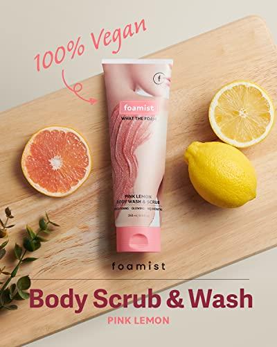 FOAMIST FOAMIST 100% Clean Vegan Exfoliating Pink Lemon + Grain Daily Body Scrub Perfect Holiday Gift for Brightening, Glowing, Rejuvenating skin silky effect 8.4 fl oz