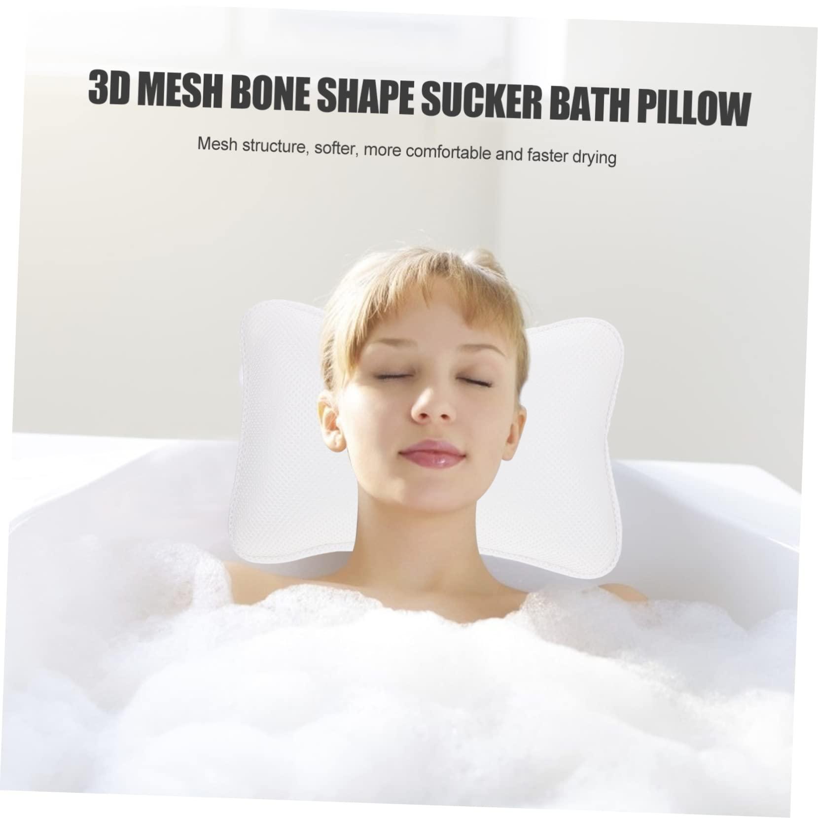 Housoutil Housoutil 3 Pcs Bathtub Suction Cup Headrest Bath Cushion Bath Accessories Inflatable Pool Portable Bath Pillows for Tub Bath Pillow for Bathtub Support Neck Mattress White Polyester Mesh