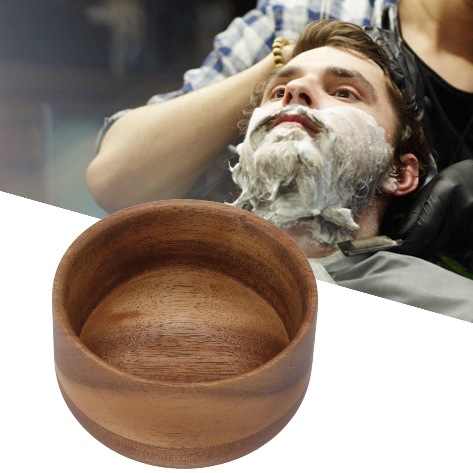 HERCHR HERCHR Men Shaving Bowl, Composite Wood Shaving Scuttle Mug, Men\'s Soap Cream Shaving Brush Bowl, Wooden Men Shaving Bowl Burr Compact Shaving Cream Cup for Home Barber Shop Salon