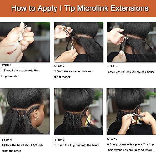 HAPPY&CC HAPPY&CC 4B 4C Afro Kinky Curly I Tip Hair Extensions Brazilian Virgin Human Hair 1g strand 100g Easy Stick I Tip Hair (16inch)