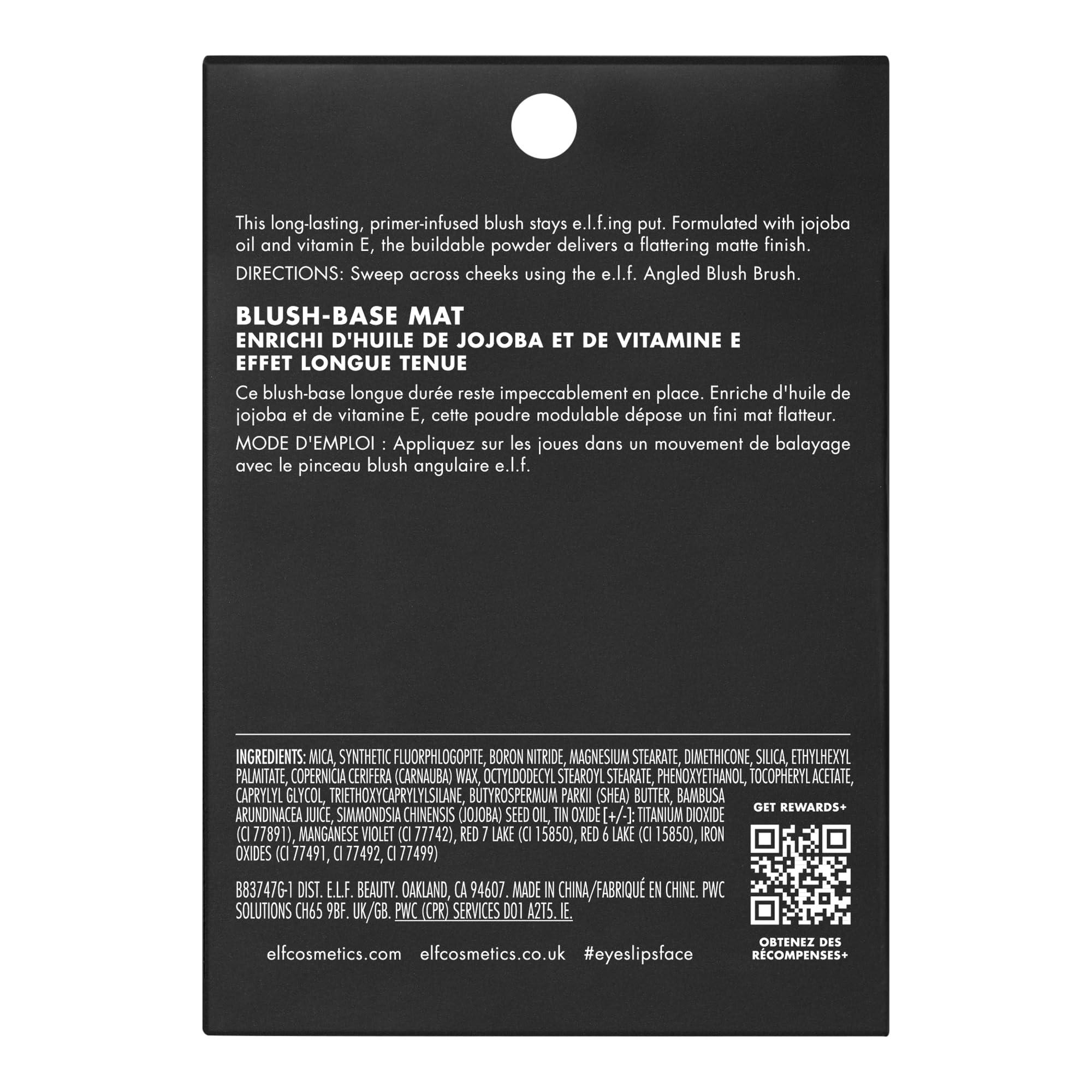 e.l.f. e.l.f. Primer-Infused Matte Blush, Long-Lasting, Lightweight & Buildable Powder Blush, Delivers A Matte Finish, Vegan & Cruelty-Free, Always Fresh