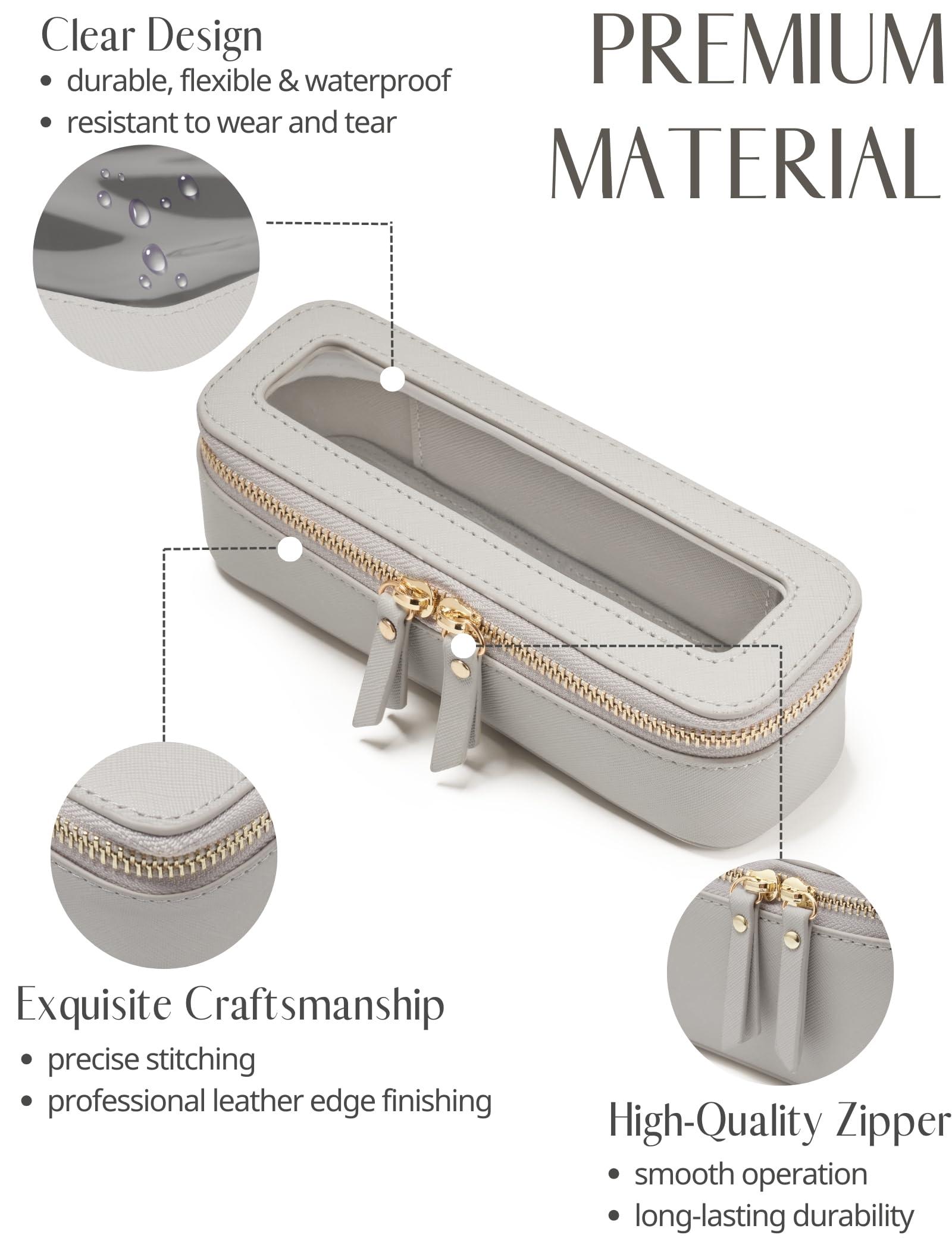 Popvibe Popvibe Slim Makeup Brush Bag Travel Clear Toiletry Bag for Women Cute Make Up Bag for Traveling Cosmetic Bag Organizer Waterproof Tansparent Beauty Makeup Case Blue Gray