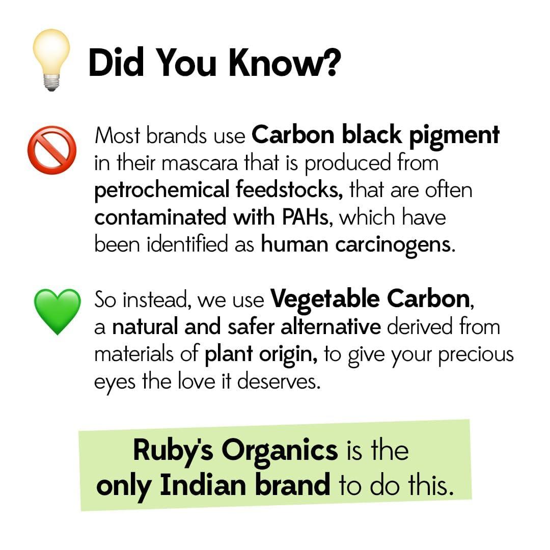 RUBY\'S ORGANICS RUBY\'S ORGANICS Mascara 100% Natural, Non-toxic, Long-lasting & Waterproof eye-makeup, Safe & non-irritating formula for sensitive eyes, Paraben free - Black, 6.5ml