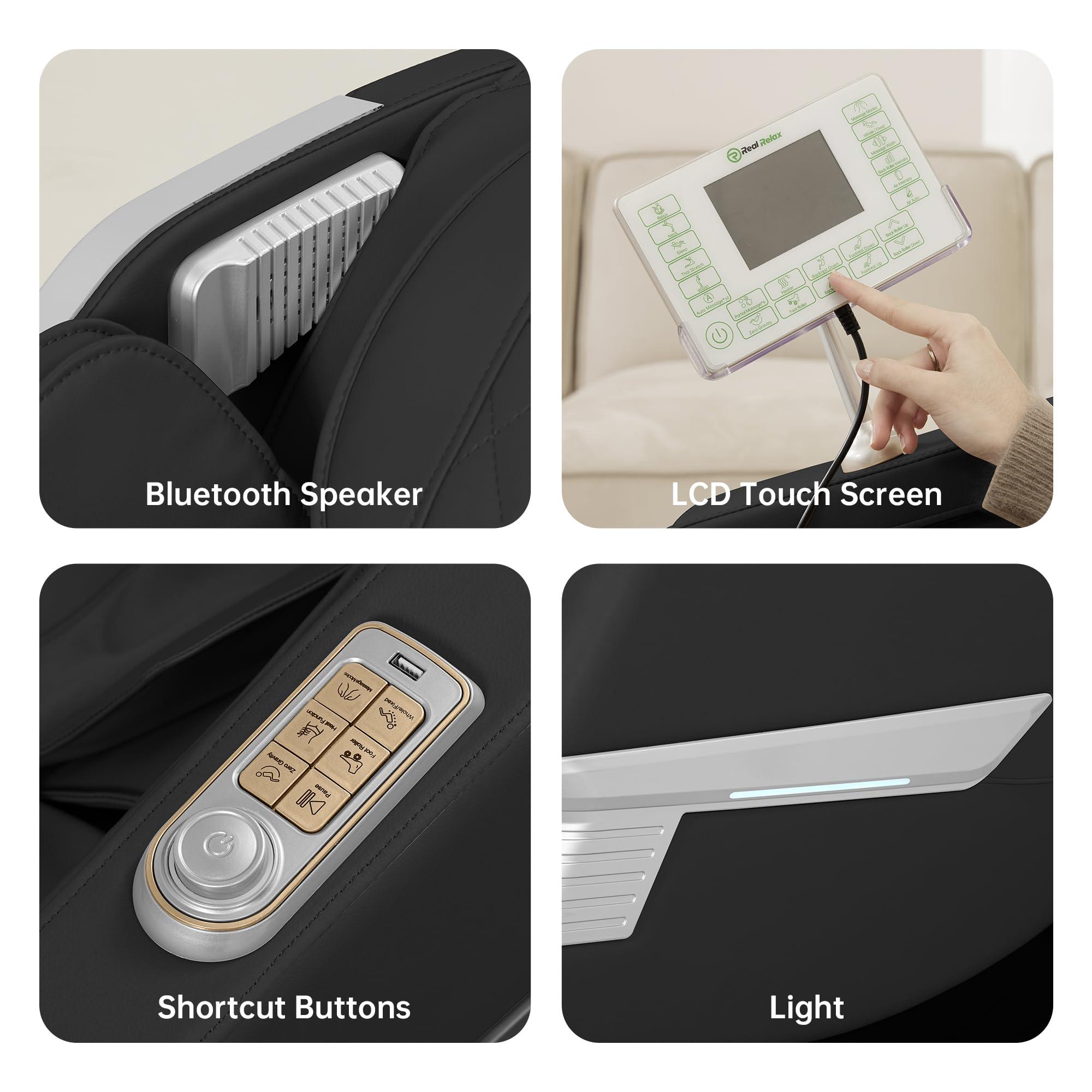 Real Relax Real Relax 2025 Massage Chair Full Body, 3D SL Track Shiatsu Massage Recliner, 21 Auto and Thai Stretch Modes, APP and LCD Control, Body Scan, Fit Home and Office, PS3300 Black