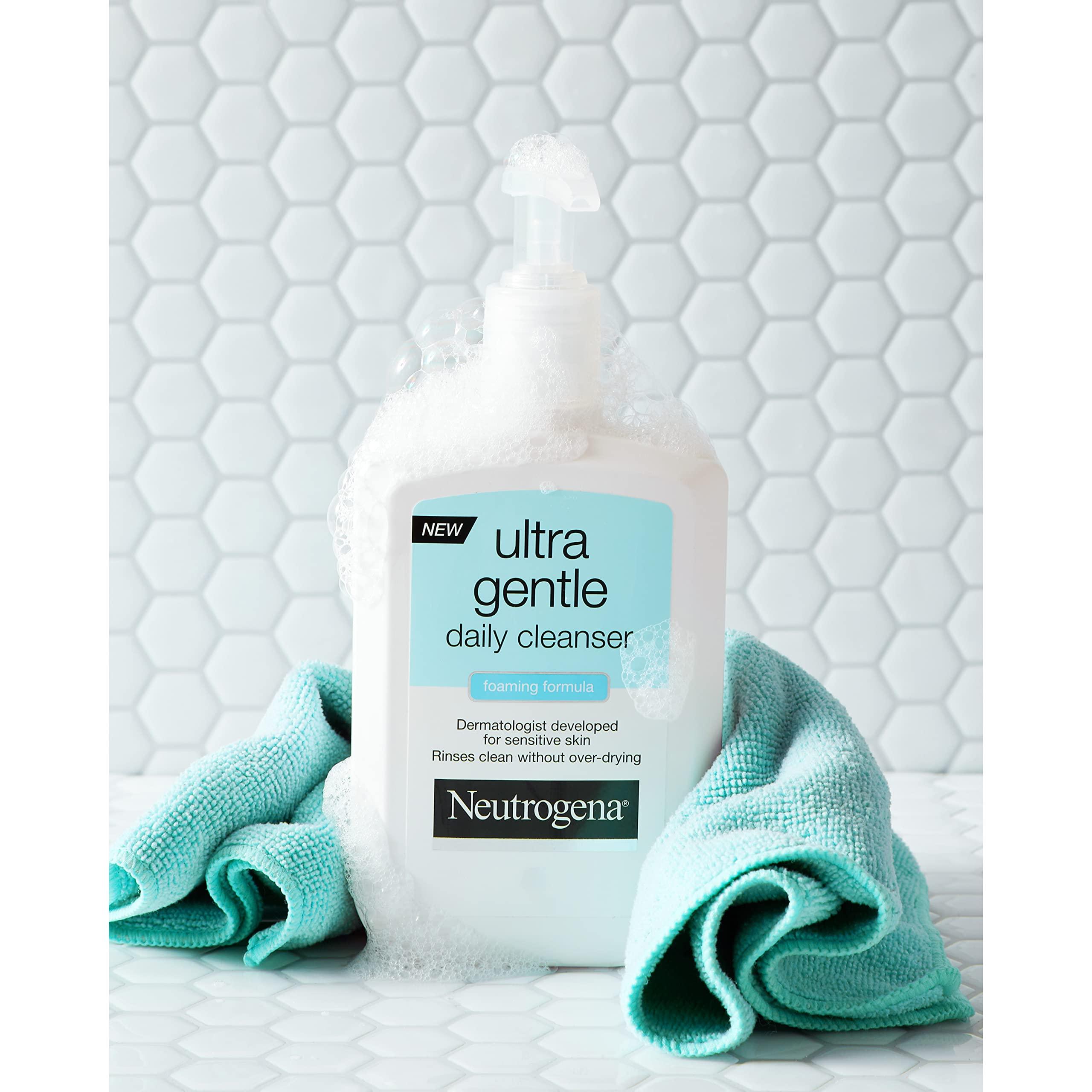 Neutrogena Neutrogena Ultra Gentle Daily Face Wash for Sensitive Skin, Oil-Free, Soap-Free, Hypoallergenic & Non-Comedogenic Foaming Facial Cleanser, 12 fl. oz, Pack of 3