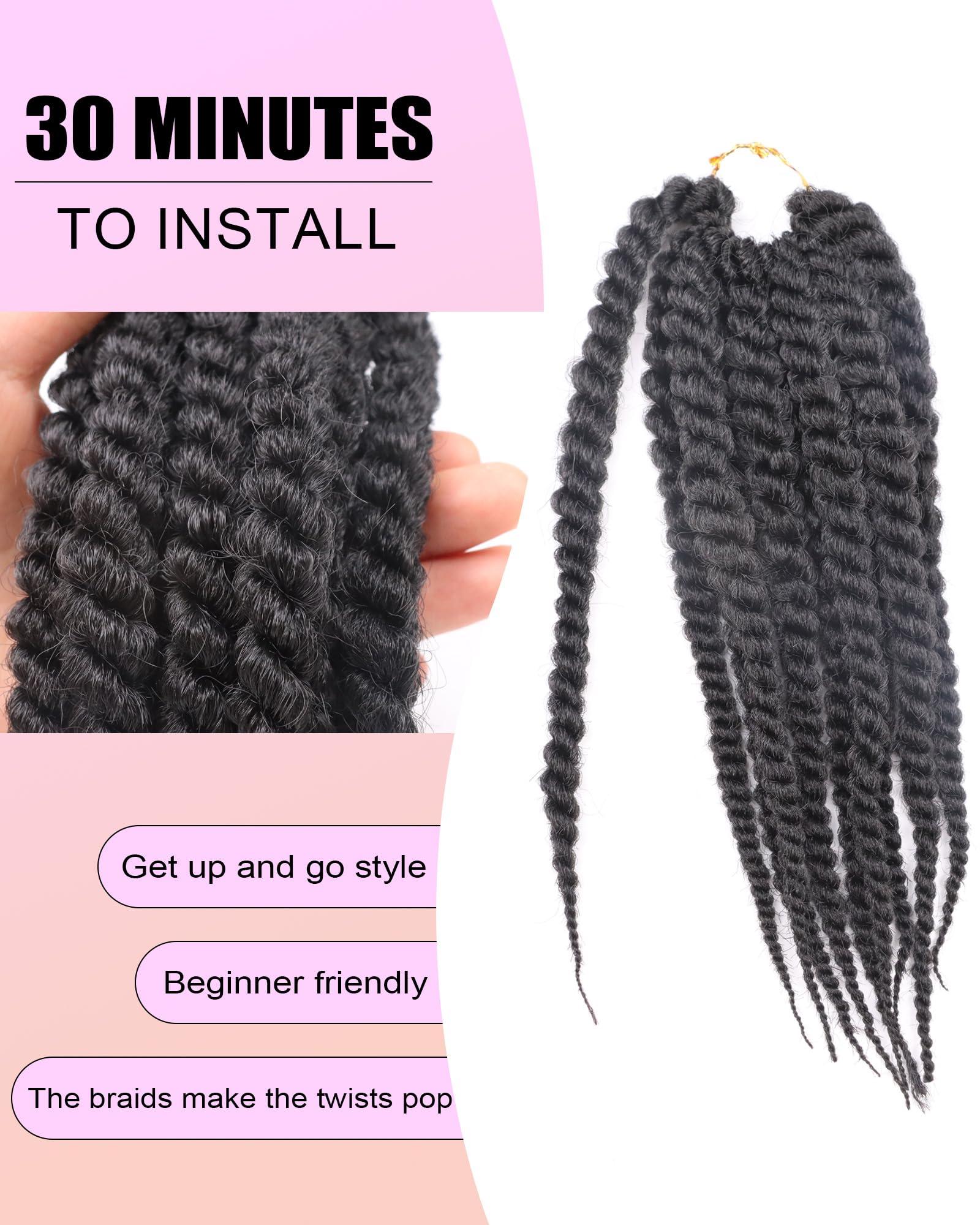 QANSFA Senegalese Twist Crochet Hair 12 Inch Havana Twist Crochet Hair Short Jumbo Twist Crochet Hair for Women 7 Packs Jumbo Cuban Twist Crochet Braids Crochet Kinky Twist Braiding Hair(12 Inch,1B-Black)