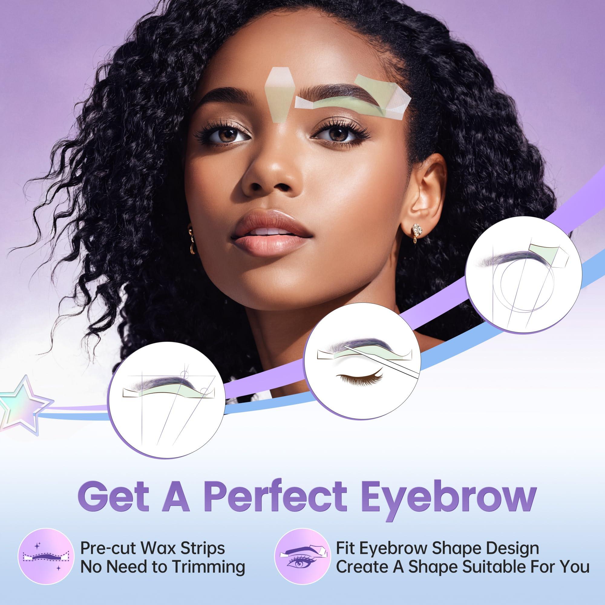 LAWINK Eyebrow Wax Strips Kit Facial Wax Strips for Hair Removal 24 Strips 4 Calming Oil Wipes Mouth waxing wax Eyebrow hair removal Facial Hair Removal for Women LAWINK (Eyebrow)