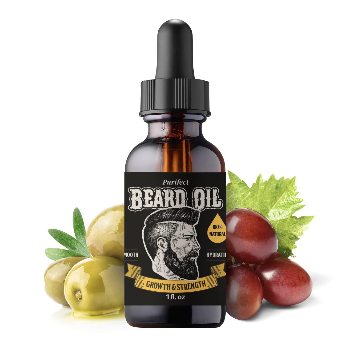 Purifect by Symphony Beauty Made In USA Beard Oil 100% Natural Growth Strength Non-Greasy Fast Absorbing 30ml 1fl oz - PURIFECT