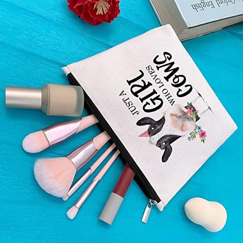 GevGuxLuo GevGuxLuo Cow Gifts for Cow Lovers, Cow Makeup Bag for Women with Mirror, Cow Birthday Gifts Ideas for Daughter Sister Bestie, Cute Cow Themed Gifts Animal Lovers Gifts for Women Who Loves Cows
