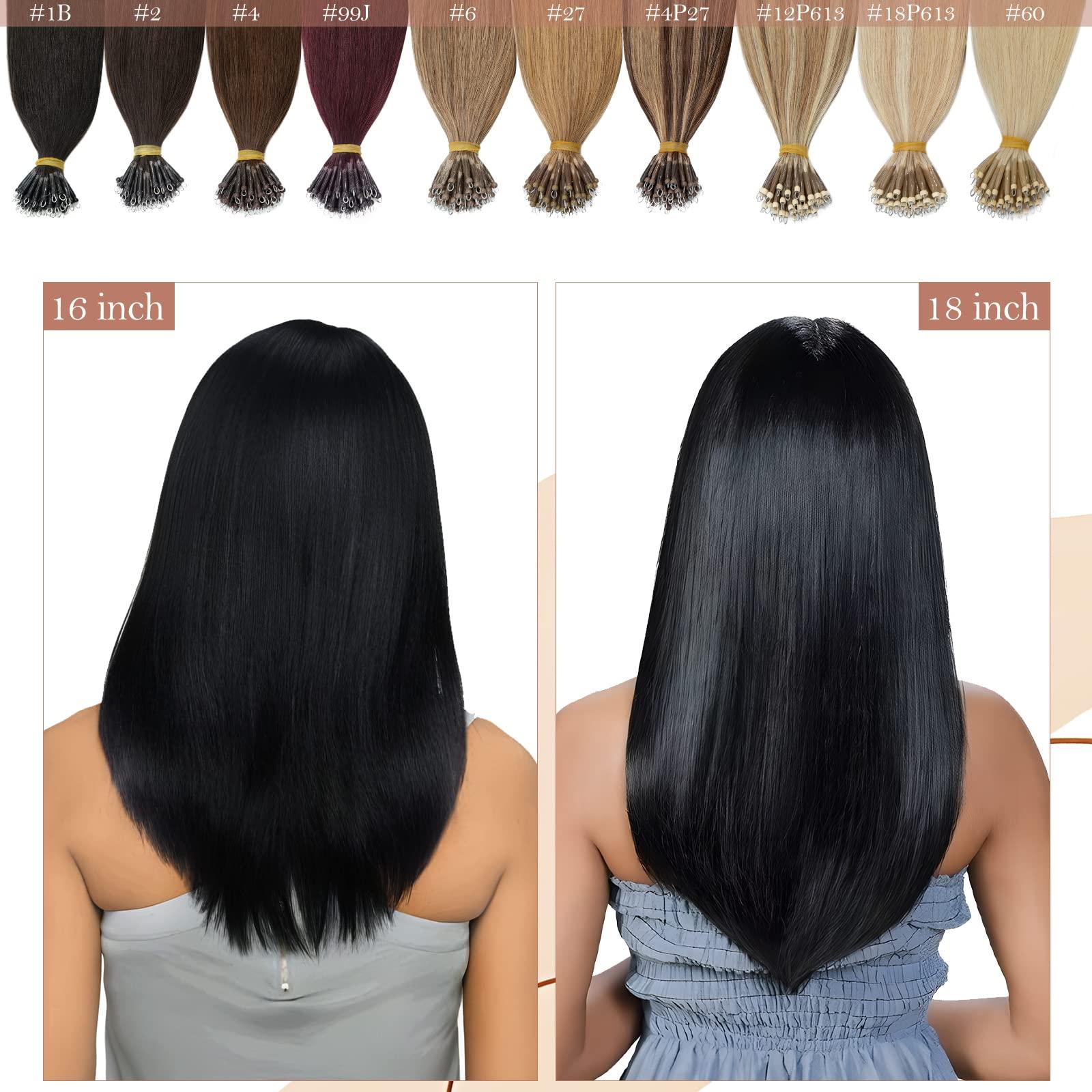 TESSHAIR Nano Bead Hair Extensions Human Hair 20 Inch Nano Ring Hair Extension 100% Real Human Hair, Natural Can be Washed Curled Dyed Permed, 50 Strands 50g #04 Medium Brown