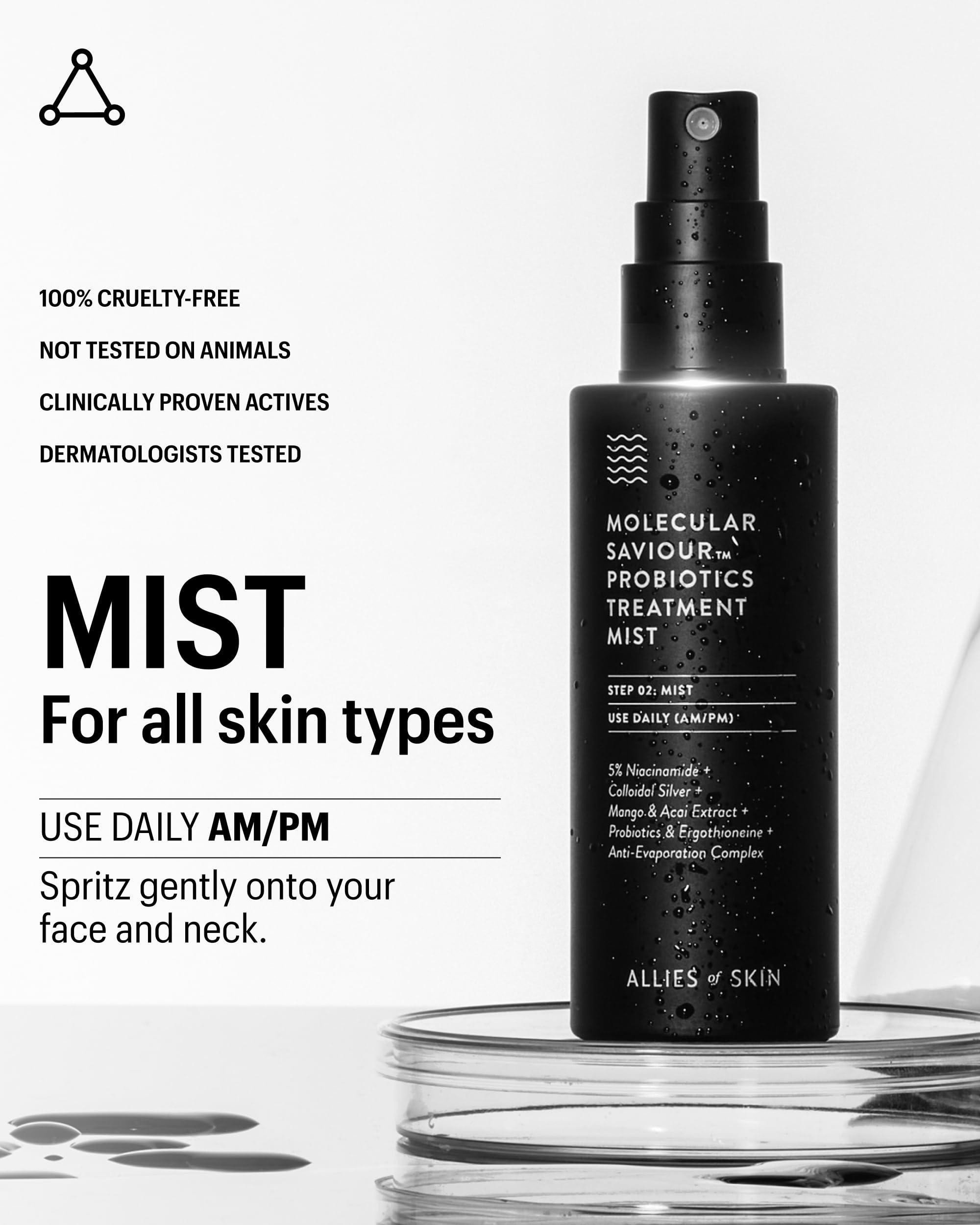 Allies of Skin Allies of Skin Probiotic Face Mist | Toner Facial Mist to Minimize Pores | Probiotic Skincare for Moisture Retention | 5% Niacinamide for Glowy Skin | Travel Friendly (1.7 Fl Oz)