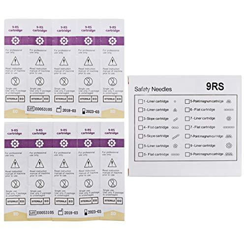 boermeize Tattoo Cartridge Needles 20Pcs RS Round Shader Sterilized Disposable Needles Permanent Makeup Eyebrow Lip Liner Beauty Tools (9RS)