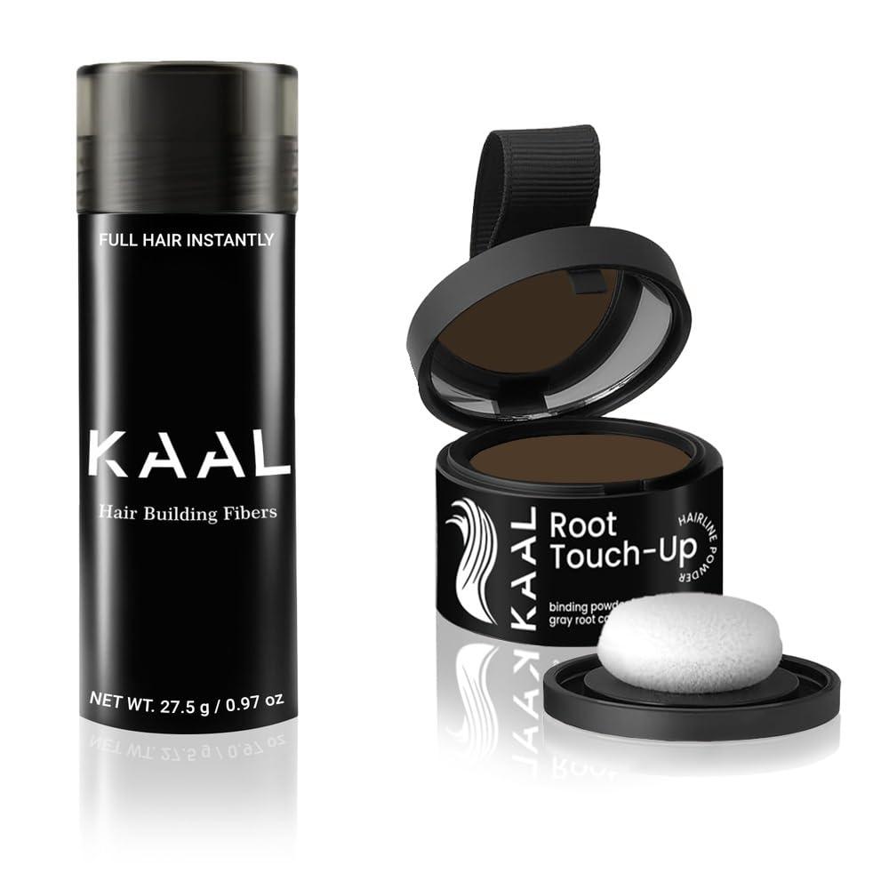 KAAL KAAL Hair Fiber, Hair Fibers for Thinning Hair for Women & Men, (0.97 oz, Dark Brown) Hair Building Fibers + Root Touch Up Hair Powder (Dark Brown)