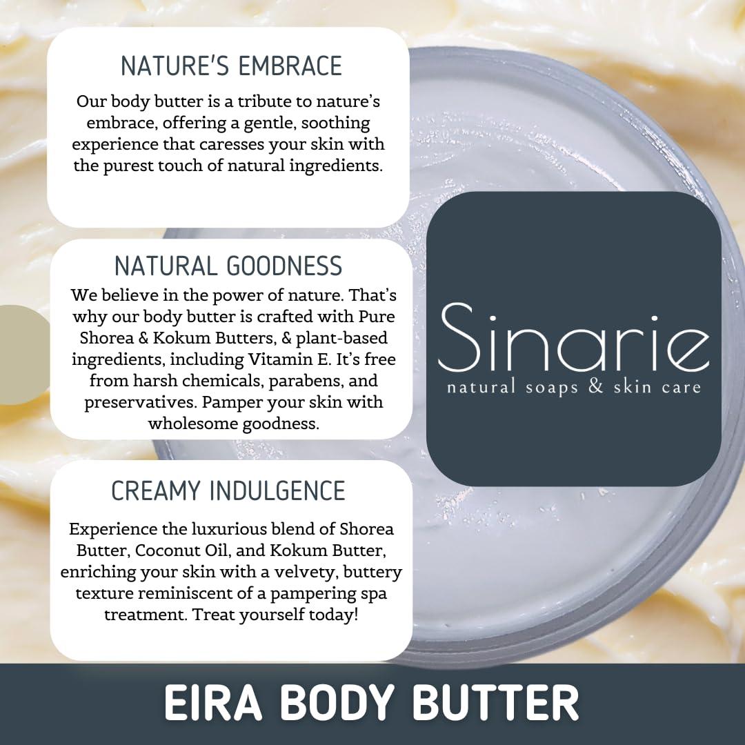 Sinarie Sinarie Emulsified Body Butter - Luxurious Moisturizing Lotion with Shorea, Squalane, Coconut Oil & Kokum Butter, 4 oz (4 oz., Eira - Unscented)