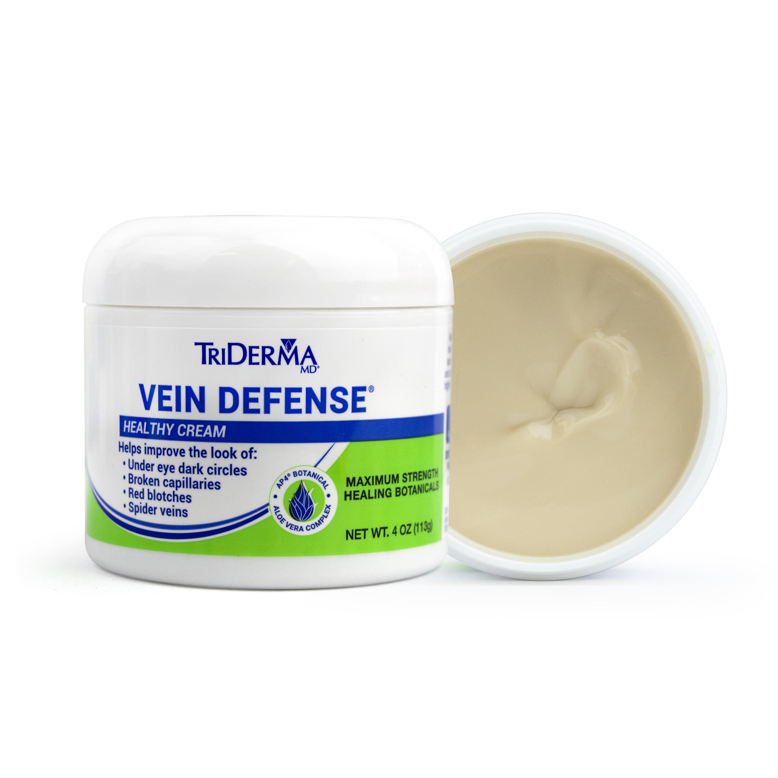 TriDerma TriDerma Vein Defense Healthy Cream, Helps Improve the look of Spider Veins, Broken Capillaries, Red Blotches and Under Eye Dark Circles 4 oz