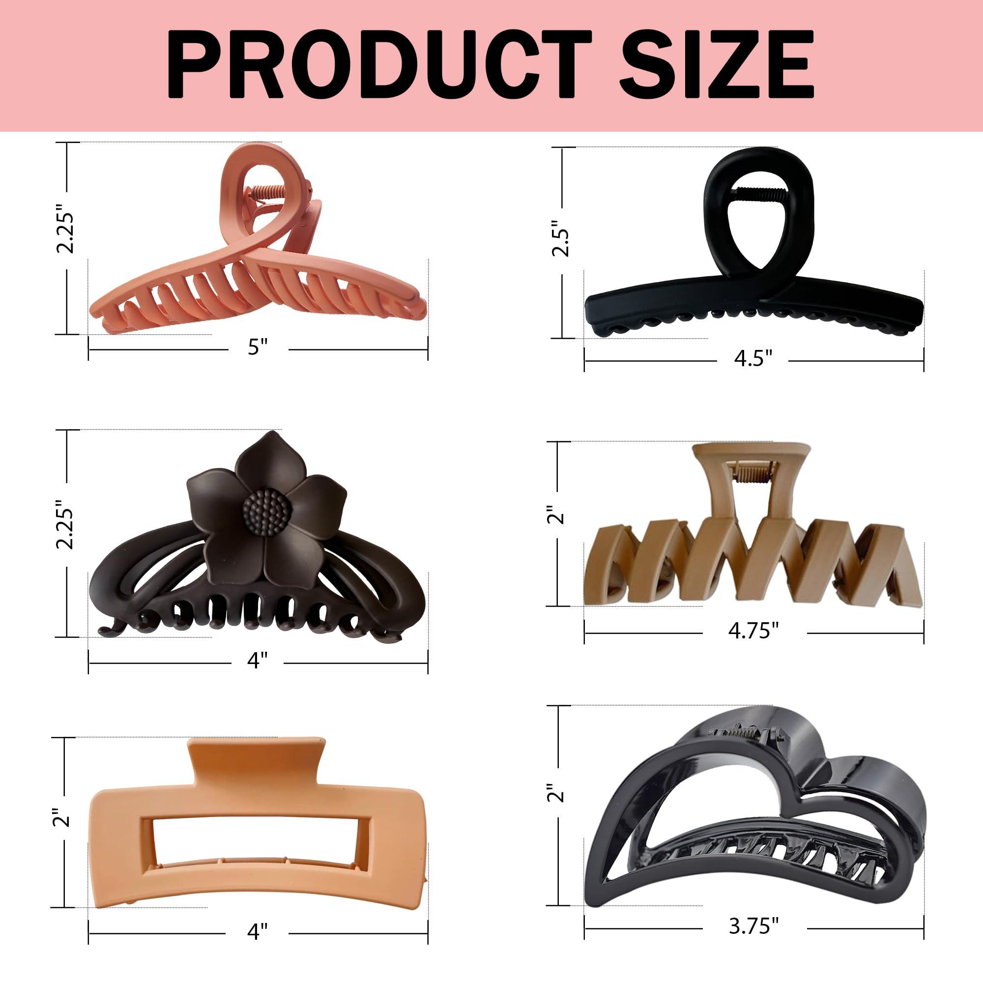 Rebecca Malone Rebecca Malone Hair Claw Clips for Women & Girls, 9 Pack - Assorted Set of 9 Clips in Various Sizes and Colors, Strong Hold Jumbo Clips for Thin, Thick, Curly Hair, Stylish Hair Accessories