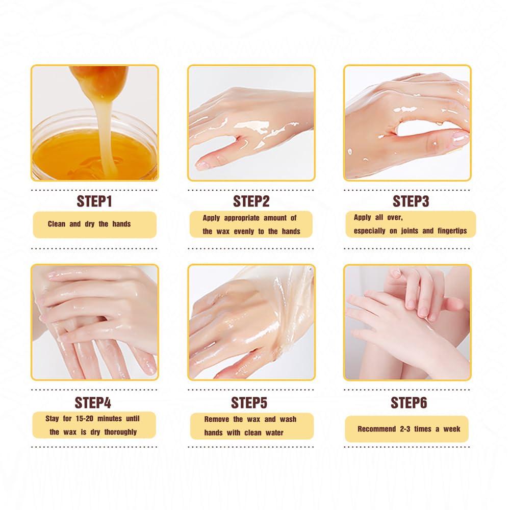 visualsource visualsource Honey Milk Hand Wax Mask Moisturizing Hands Paraffin Peel Off Wax Hydrating Nourishing Hand Repair Skin Hand Film Cream Exfoliating Calluses For Cracked Hands,Dry,Aging Hands