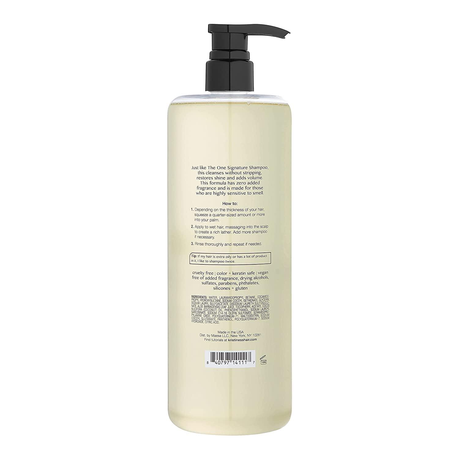 Kristin Ess Kristin Ess Hair Fragrance Free Daily Cleansing Shampoo, Lightly Clarifying, Shine Enhancing, Vegan, Color + Keratin Safe, 33.8 fl oz (Pack of 2)