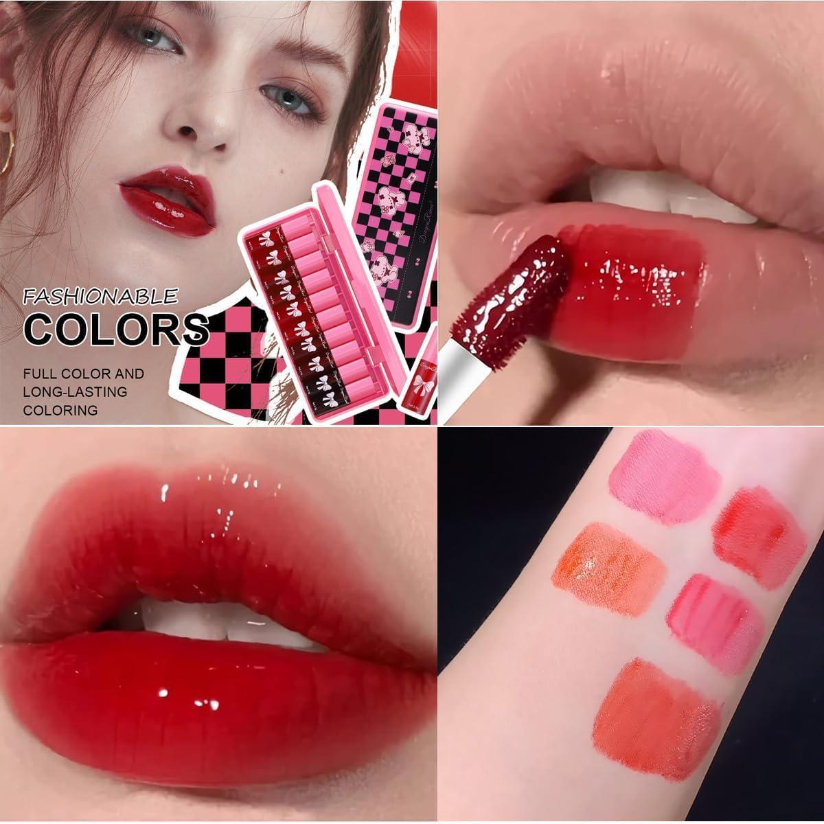 MYUANGO 10 Colors Lip Tint, Color Tinted Lip Stain, Moisturizing Lip Balm Liquid Lipstick Makeup Hydrating Long Lasting Lip Gloss Multi-Use Lip Cheek Face Tint