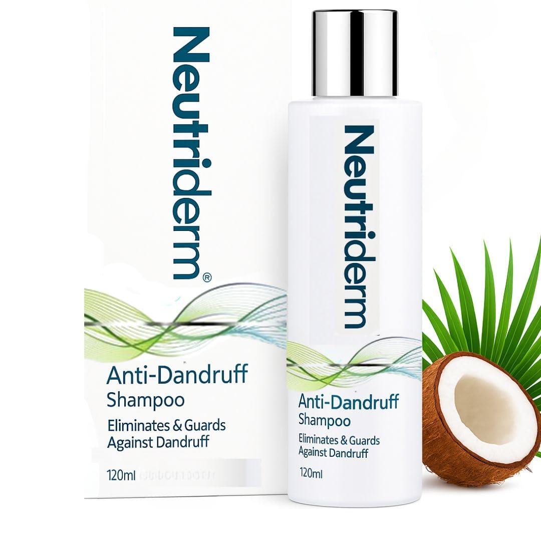 NEUTRIDERM Neutriderm Anti Dandruff Shampoo, Fast-Acting, Dry Scalp Shampoo, Long-Lasting Relief, Dandruff Control Treatment for Itching, Flaking and Redness, Hydrating Scalp Treatment, 120ml (4.05 fl oz)
