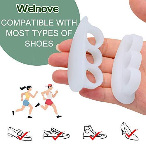 Welnove Welnove Hammer Toe Crests Straightener 4 Pcs Gel Toe Support Pads Cushion(3 Loops White) Relief for Overlapping-Curled-Hammer-Claw Toes